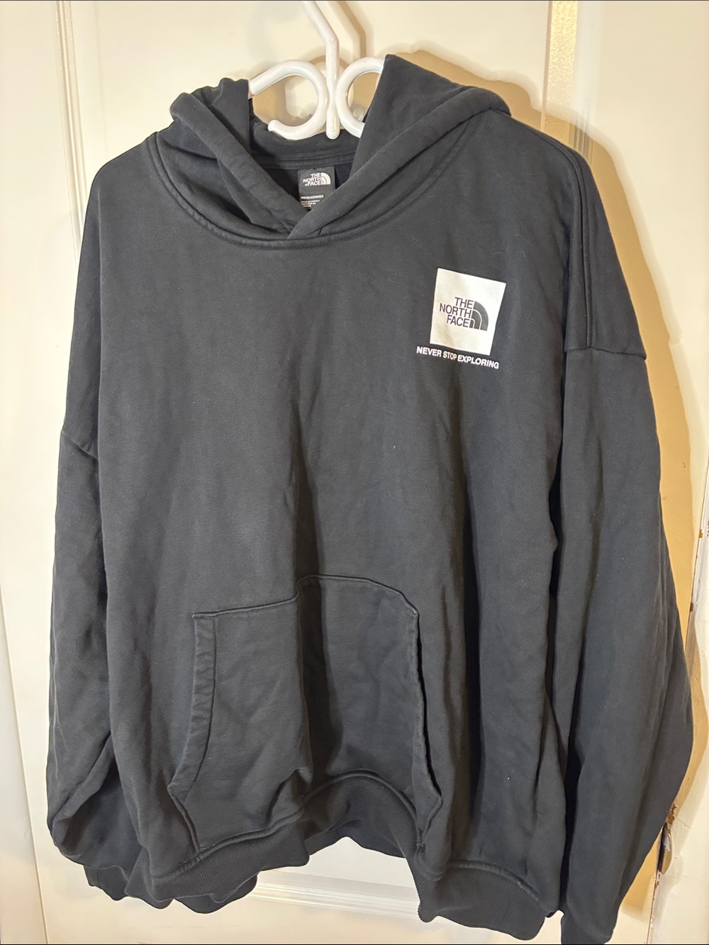 The North Face Men's Black Crewneck Hoodie with Chest Logo Patch